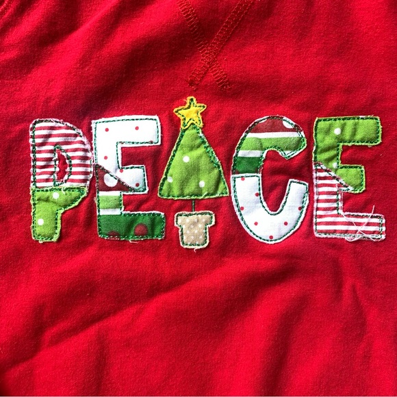 Kids Primary Peace appliqué Christmas holiday sweatshirt size 6-7 - Picture 2 of 4